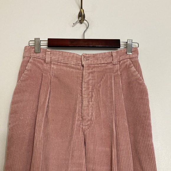 Vintage Corduroy Pants Womens 28 x 28 Pink Corduroy Pleated Baggy Taper 80s Mom - Picture 3 of 12